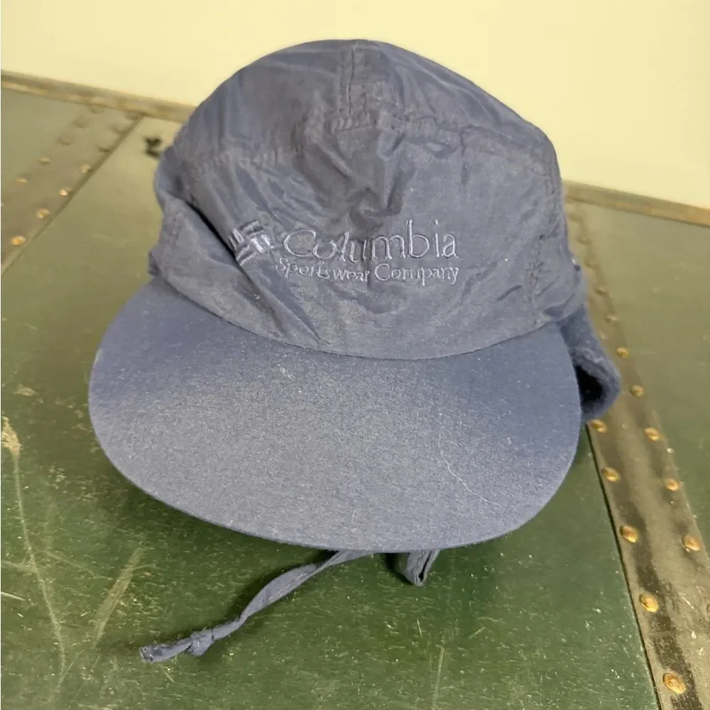 Columbia 2 In One Sports Trapper Hat Blue Shell Sherpa Lined Ear Flaps L Youth